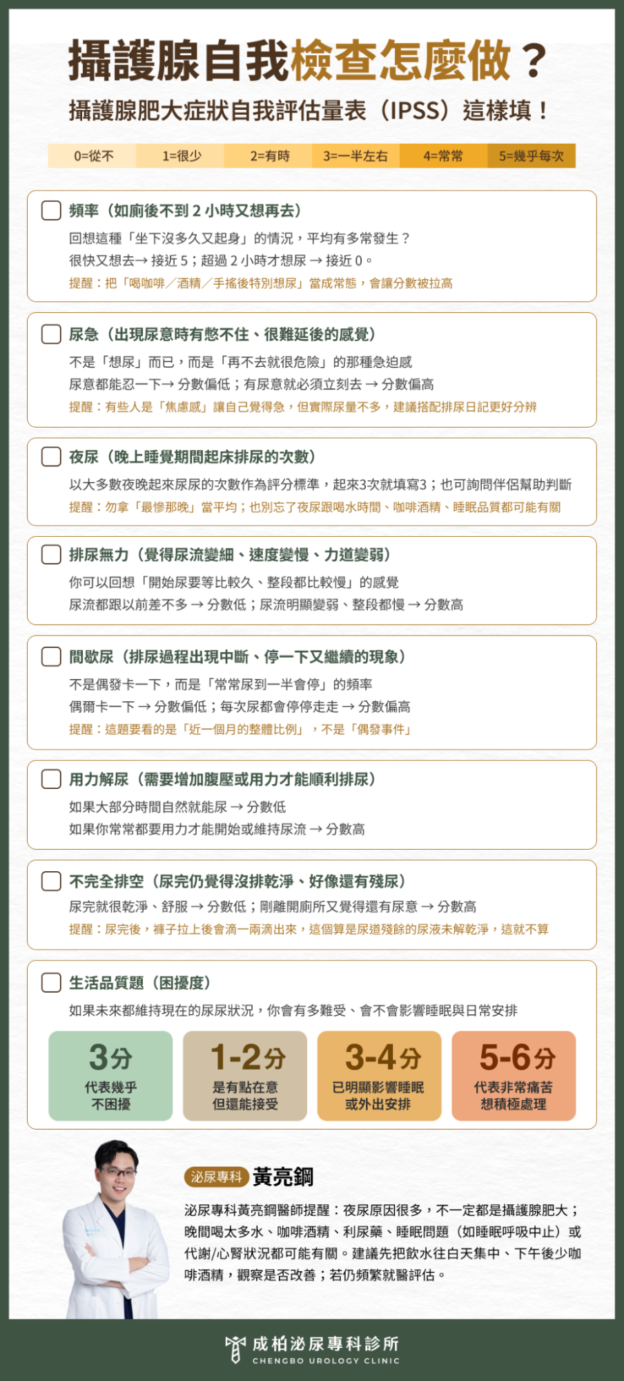 攝護腺自我檢查怎麼做？攝護腺肥大症狀自我評估量表 （IPSS）這樣填